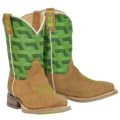 Tin Haul Footwear Youth Green Geo Bronc Cowboy Boot