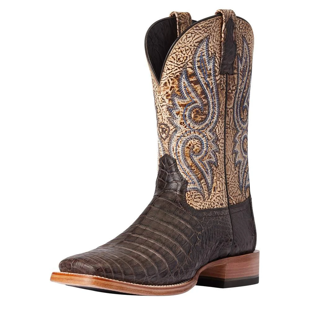 Ariat Men's Relentless Chocolate Caiman Belly 11in. Lion Tan Top Boot 1 Ariat Men's Relentless Chocolate Caiman Belly 11in. Lion Tan Top Boot