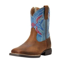 Ariat Children's Double Kicker Brown And Blue Cowboy Boot