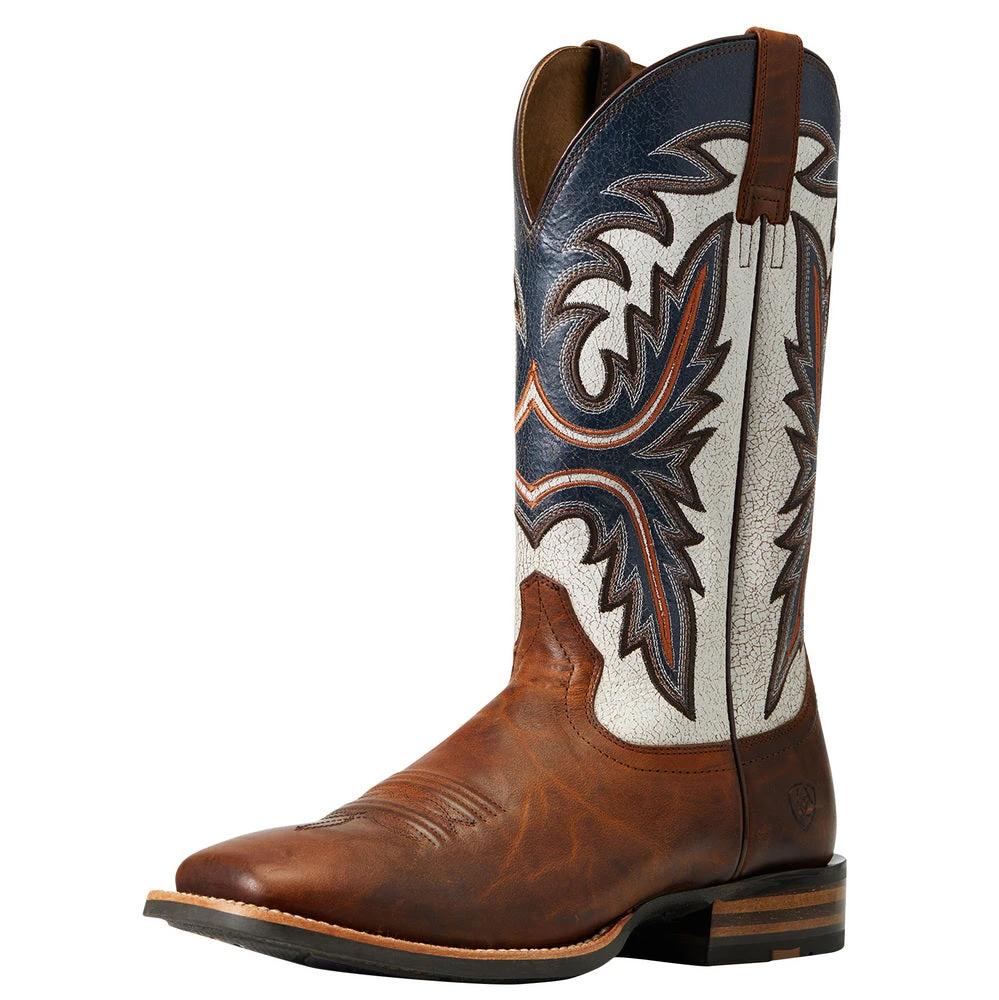 Ariat Men`s Brushrider Penny Brown 13` Coastal Cream Top Square Toe Boots 1 Ariat Men`s Brushrider Penny Brown 13` Coastal Cream Top Square Toe Boots