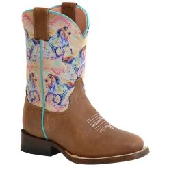 Roper Footwear Kids Roper Brown Horses Cowgirl Boot