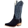 Horsepower Men`s Top Hand Black Suede Roughout 13` Blue Goat Top Cutter Toe Boot