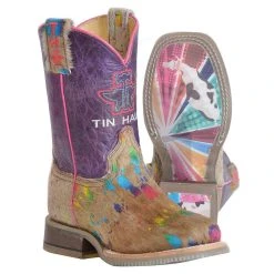 Tin Haul Footwear Youth Spotty Colorful Cattle Sole 10in. Shaft Cowgirl Boot