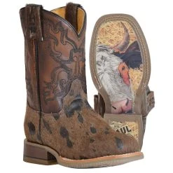 Tin Haul Footwear Youth Shaggy Take No Bull Sole 10in. Cowboy Boot