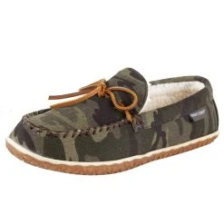 Minnetonka Men`s Taft Green Camo Print Slipper