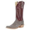 R. WATSON BOOTS R Watson Boots Men`s Charcoal Roughout 13` Dark Cherry Top Cutter Toe Boot