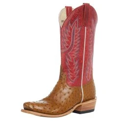 Horsepower Boots Men's TH Antique Saddle Full Quill Ostrich 13in. Red Sinsation Top Boot