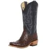 Horsepower Boots Men's Top Hand Kango Tobac Full Quill Ostrich 13' Black Pull Up Top TK Toe Boot