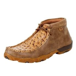 Twisted X Men`s Bomber Tan Full Quill Ostrich Driving Moc Chukka