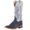 Anderson Bean Men`s Blue Safari Elephant 13in Pebble Kidskin Top Square Toe Boot