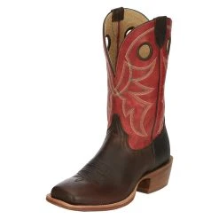 Tony Lama Men`s Arena Ronan Chocolate 11in. Crimson Cowhide Top Square Toe Boot