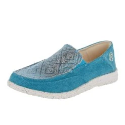 Roper Footwear Womens Turquoise Canvas Slip On Moc