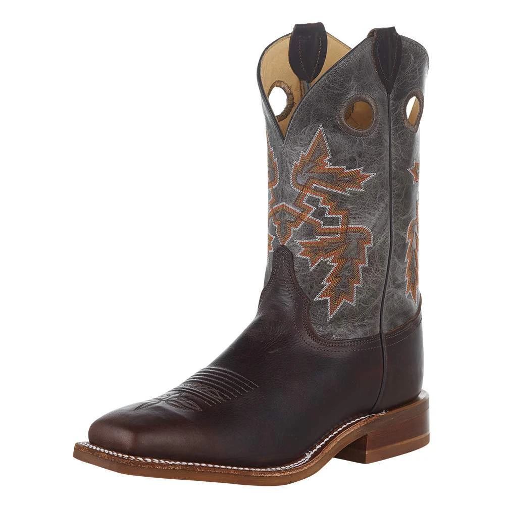 Justin Boots Mens Bender Silver Blue Cowhide With Brown Square Toe Boot 1 Justin Boots Mens Bender Silver Blue Cowhide With Brown Square Toe Boot
