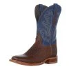 Tony Lama Mens Jinglebob Cognac Safari 11in Blue Cowhide Top Square Toe Boot
