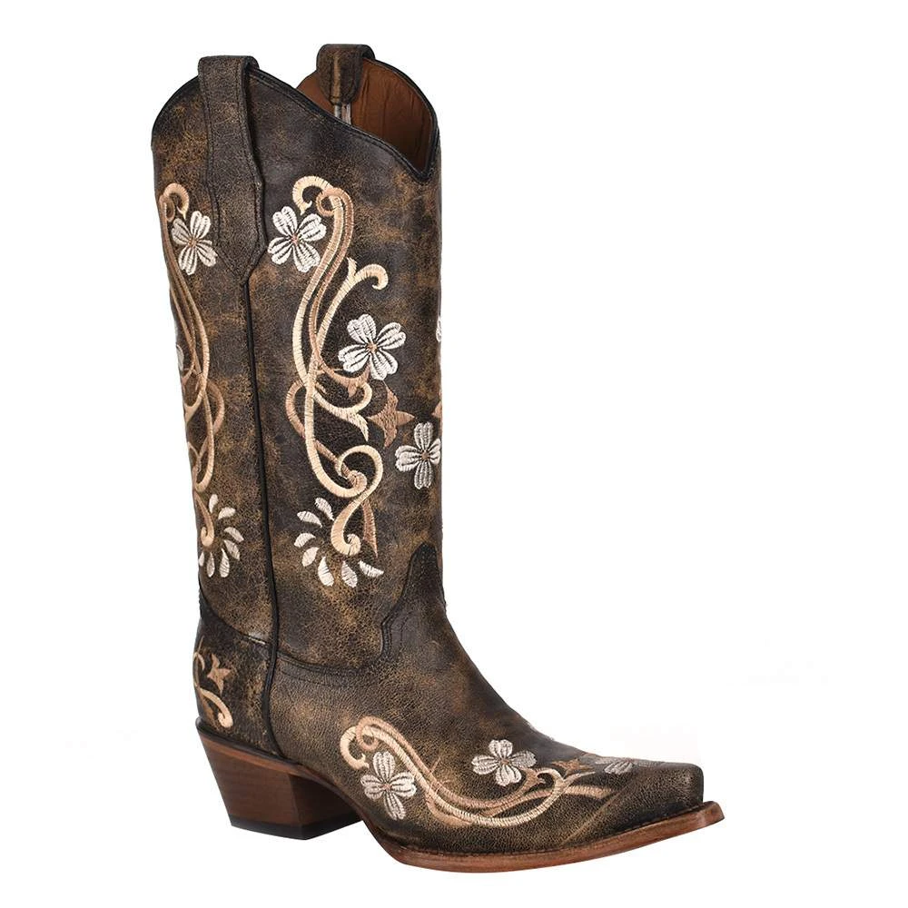 Circle G Womens Black Multi Color Floral 13 Snip Toe Boot 1 Circle G Womens Black Multi Color Floral 13 Snip Toe Boot