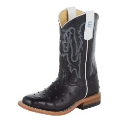 Anderson Bean Kid's Black Impostrich Goat Top Cowboy Boot