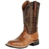 Lucchese Men`s Rudy Tan Cowhide 12in. Chocolate Cowhide Top Barn Boot