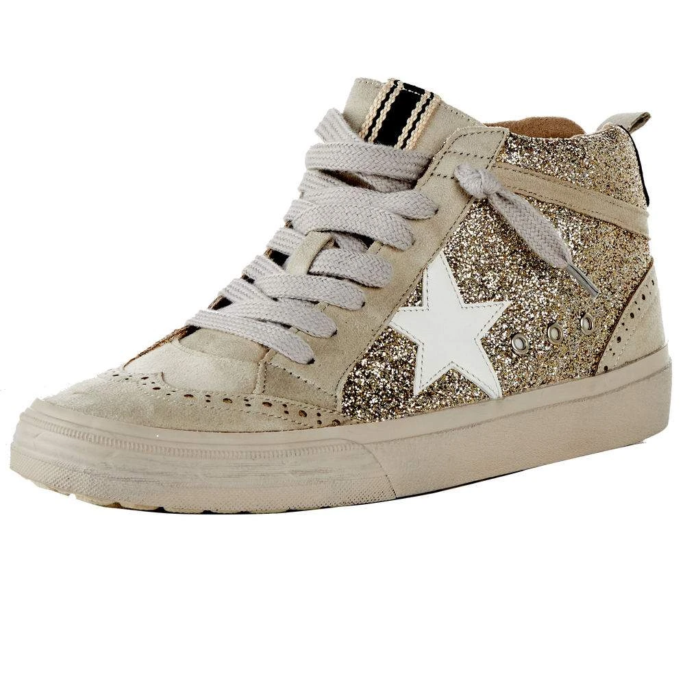 Shu Shop Ladies Gold Glitter Paulina High Top Casual Shoe 1 Shu Shop Ladies Gold Glitter Paulina High Top Casual Shoe