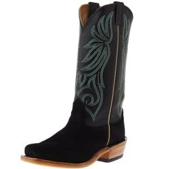 Fenoglio Boot Co Men`s Black Victoria Roughout 13` Black Glazed Goat Top Boot