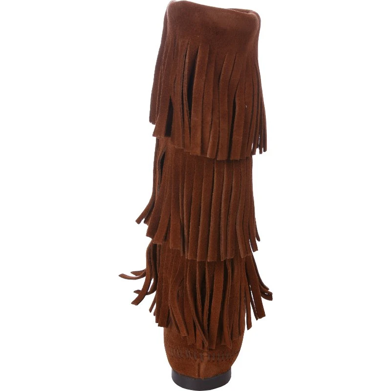 Minnetonka Women's Minnetonka Brown 3 Layer Fringe Boots 2 Minnetonka Women's Minnetonka Brown 3 Layer Fringe Boots - Image 2