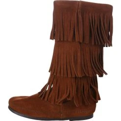 Minnetonka Women's Minnetonka Brown 3 Layer Fringe Boots 8 Minnetonka Women's Minnetonka Brown 3 Layer Fringe Boots -Ariat Sales Store 1632 left