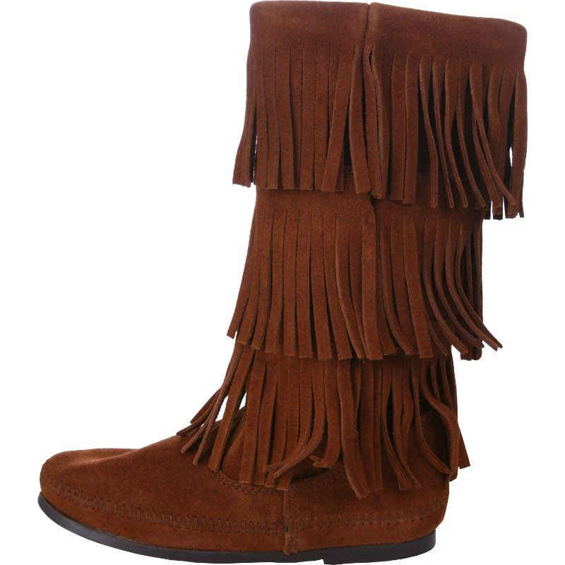 Minnetonka Women's Minnetonka Brown 3 Layer Fringe Boots 4 Minnetonka Women's Minnetonka Brown 3 Layer Fringe Boots - Image 4