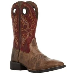 Ariat Mens Sport Rodeo Crazy Crunch Tan 11in Orange Top
