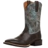 Ariat Men's Sport Latigo Chocolate Brown 11in Stone Blue Top