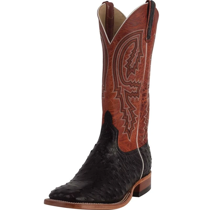 Anderson Bean Men's Black Full Quill Ostrich Rust Cowboy Boots 1 Anderson Bean Men's Black Full Quill Ostrich Rust Cowboy Boots