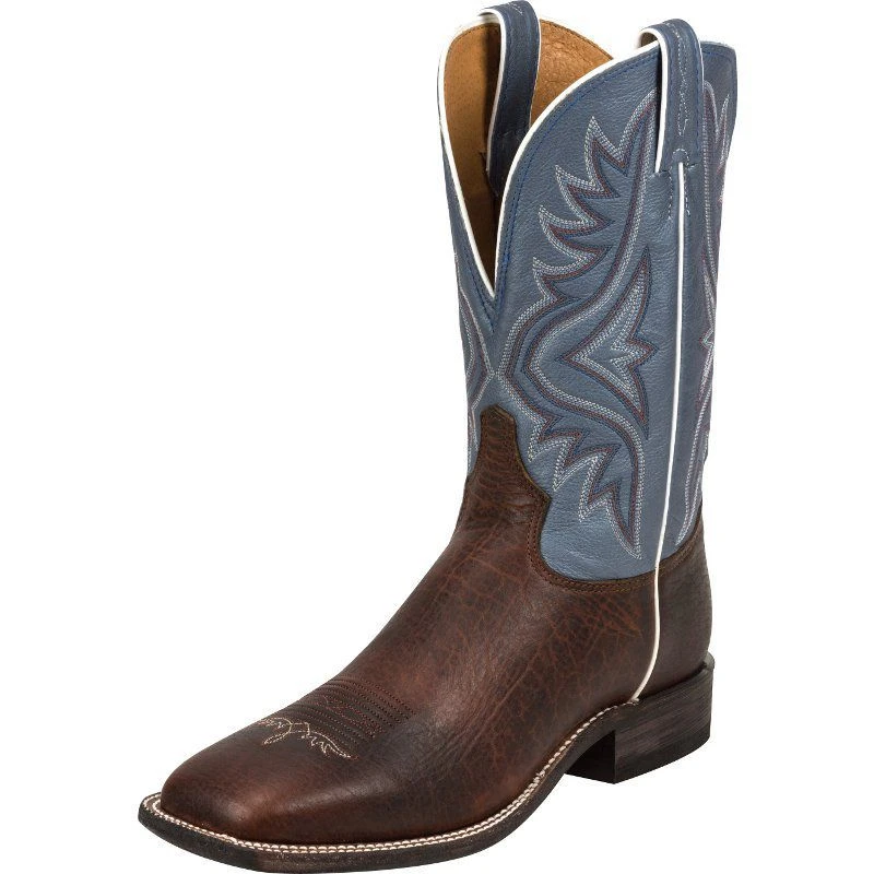 Tony Lama Men's Americana Pecan Bison Baltic Blue Cowboy Boot 1 Tony Lama Men's Americana Pecan Bison Baltic Blue Cowboy Boot
