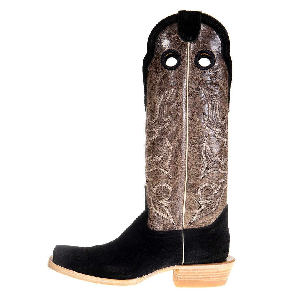 Hondo Enterprises Inc Men's Black Rough Out Pull Up 16in. Brown Crater Top Square Toe Boot 3 Hondo Enterprises Inc Men's Black Rough Out Pull Up 16in. Brown Crater Top Square Toe Boot - Image 3