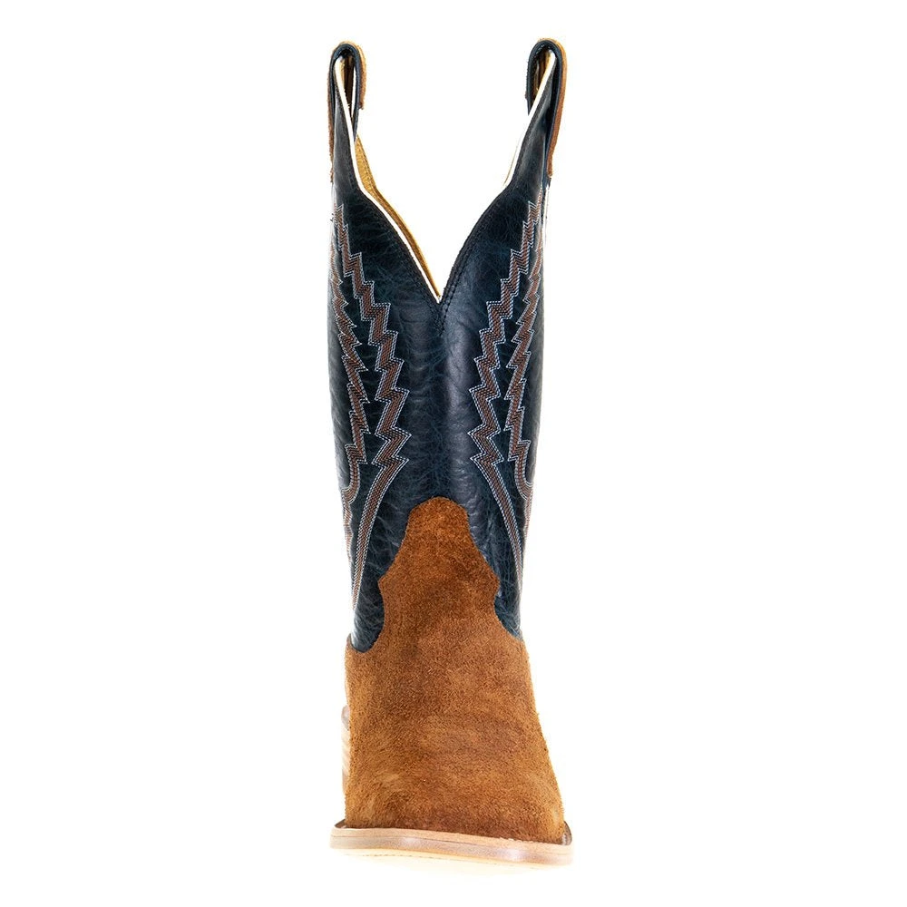 Hondo Enterprises Inc Men's Cognac Roughout Pull Up 13in. Blue Toe Square Toe Cowboy Boot 2 Hondo Enterprises Inc Men's Cognac Roughout Pull Up 13in. Blue Toe Square Toe Cowboy Boot - Image 2