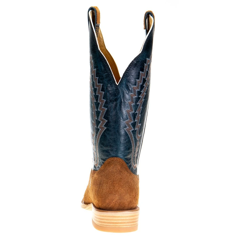 Hondo Enterprises Inc Men's Cognac Roughout Pull Up 13in. Blue Toe Square Toe Cowboy Boot 4 Hondo Enterprises Inc Men's Cognac Roughout Pull Up 13in. Blue Toe Square Toe Cowboy Boot - Image 4