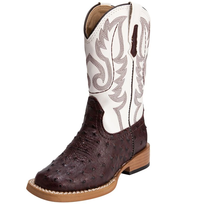 Roper Kid's Brown Ostrich Print Cowboy Boots 1 Roper Kid's Brown Ostrich Print Cowboy Boots