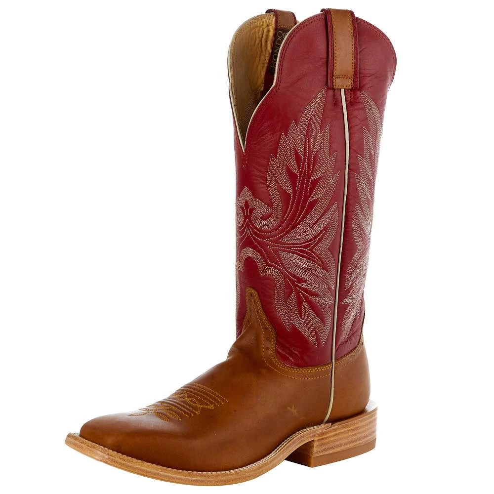 Hondo Enterprises Inc Men's Honey Crazy Horse 14in. Red Cowhide Top Square Toe Boot 2 Hondo Enterprises Inc Men's Honey Crazy Horse 14in. Red Cowhide Top Square Toe Boot - Image 2