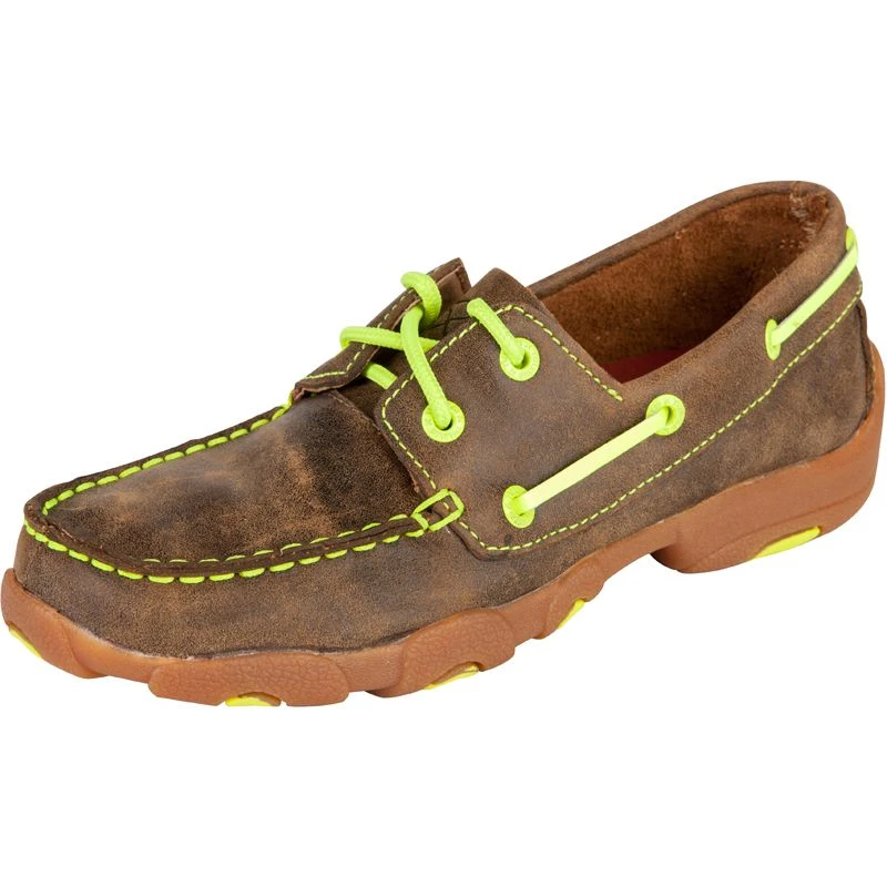 Twisted X Kid's Twisted X Bomber & Neon Yellow Boat Shoes 1 Twisted X Kid's Twisted X Bomber & Neon Yellow Boat Shoes