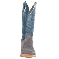 Olathe Boot Company Men's Ride Ready Smoked Bacon Roughout 13in. Navy Veal Top Square Toe Cowboy Boot -Ariat Sales Store 255802 11