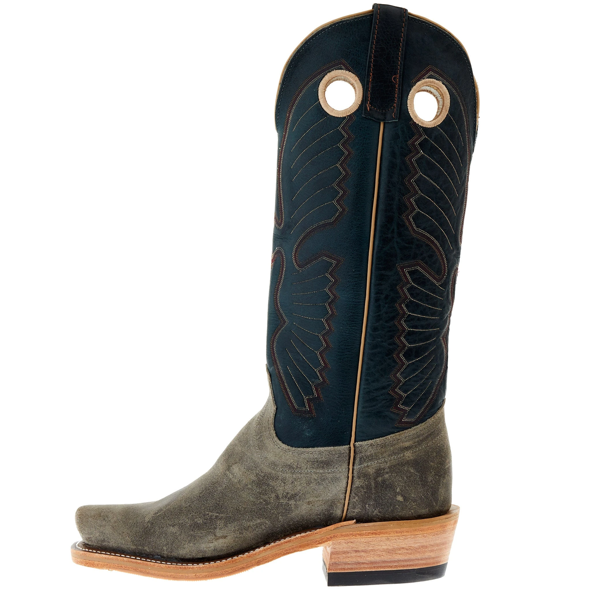 Olathe Boot Company Mens Ride Ready Stone Waxy Kudu 15in Indigo Navajo Bison Top Cutter Toe 3 Olathe Boot Company Mens Ride Ready Stone Waxy Kudu 15in Indigo Navajo Bison Top Cutter Toe - Image 3