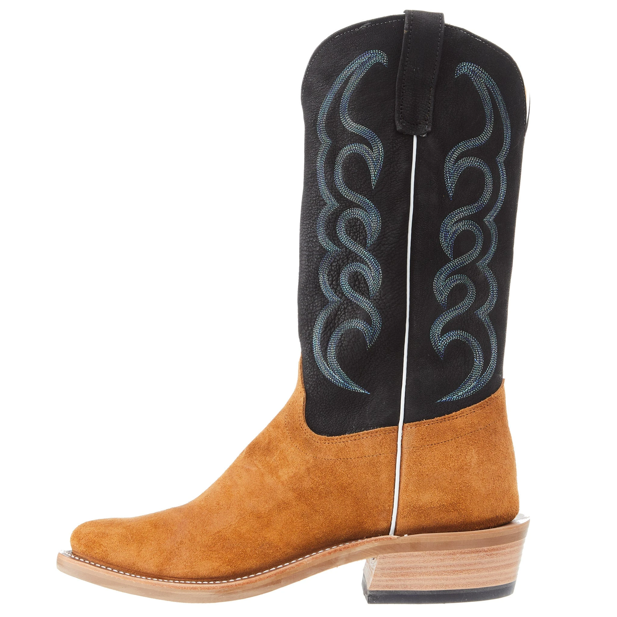 Olathe Boot Company Mens Ride Ready Burnt Orange Roughout 13in Black Suave Goat Top 3 Olathe Boot Company Mens Ride Ready Burnt Orange Roughout 13in Black Suave Goat Top - Image 3