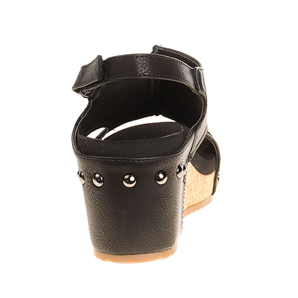 Corkys Footwear Women's Black Wedge Sandal 4 Corkys Footwear Women's Black Wedge Sandal - Image 4