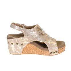 Corkys Footwear Womens Corkys Carley Taupe Metallic Wedge Sandal -Ariat Sales Store 30 5316 TUME 4