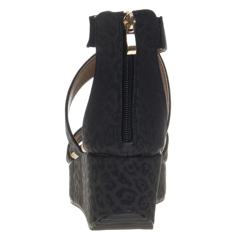 Corkys Footwear Women's Corkys Fay Black Leopard Wedge 4 Corkys Footwear Women's Corkys Fay Black Leopard Wedge - Image 4