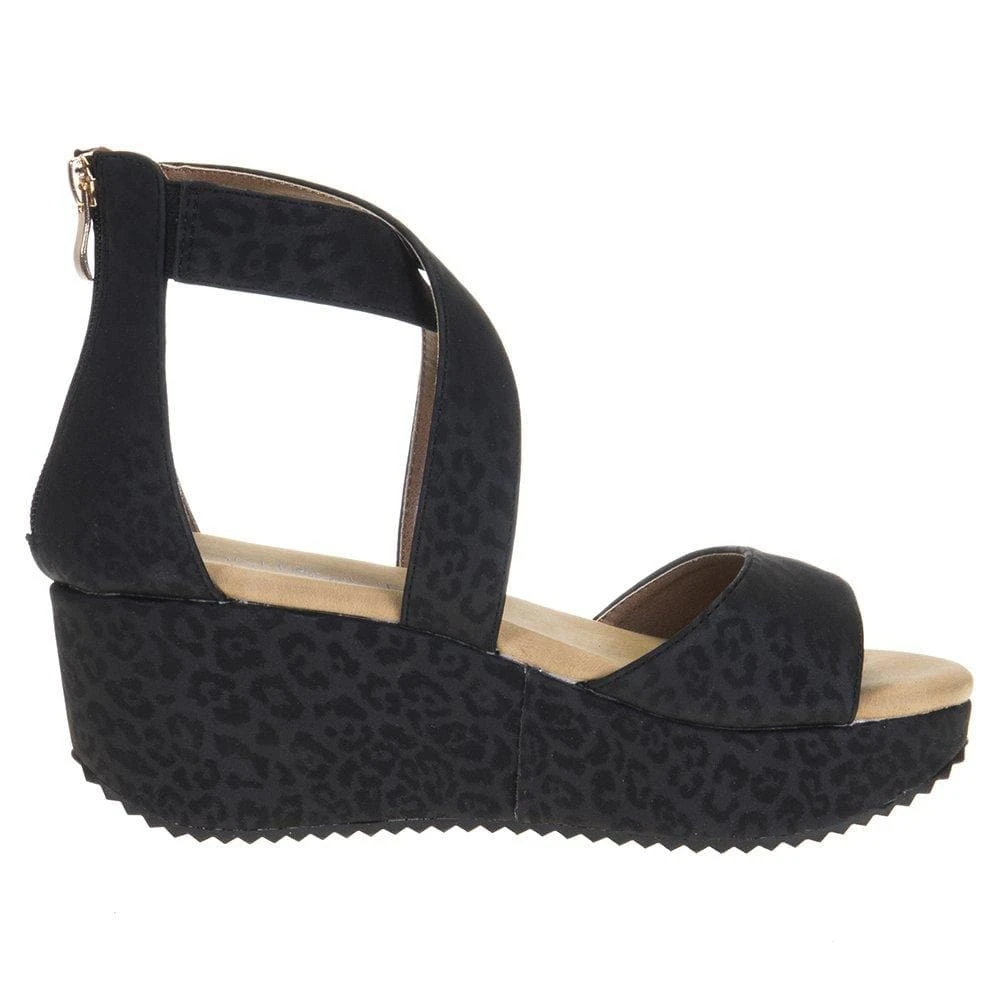 Corkys Footwear Women's Corkys Fay Black Leopard Wedge 5 Corkys Footwear Women's Corkys Fay Black Leopard Wedge - Image 5