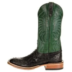 Rios Of Mercedes Men's Anderson Bean Ride Ready Black Full Quill Ostrich 13in. Jade Navajo Top Cowboy Boot -Ariat Sales Store 323500 2