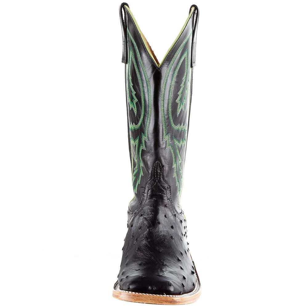 Rios Of Mercedes Men's Anderson Bean Black Full Quill Ostrich 13in. Black Kidskin Top Square Toe Boots 2 Rios Of Mercedes Men's Anderson Bean Black Full Quill Ostrich 13in. Black Kidskin Top Square Toe Boots - Image 2