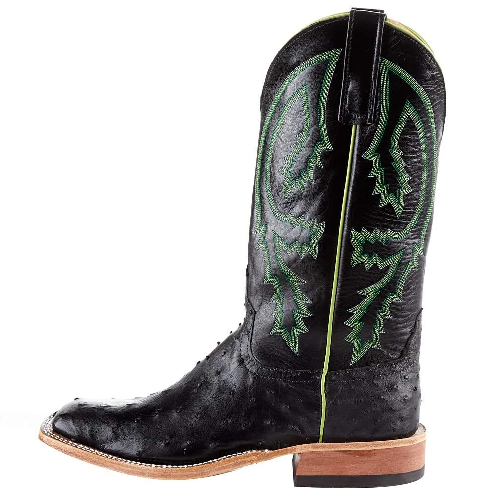 Rios Of Mercedes Men's Anderson Bean Black Full Quill Ostrich 13in. Black Kidskin Top Square Toe Boots 3 Rios Of Mercedes Men's Anderson Bean Black Full Quill Ostrich 13in. Black Kidskin Top Square Toe Boots - Image 3