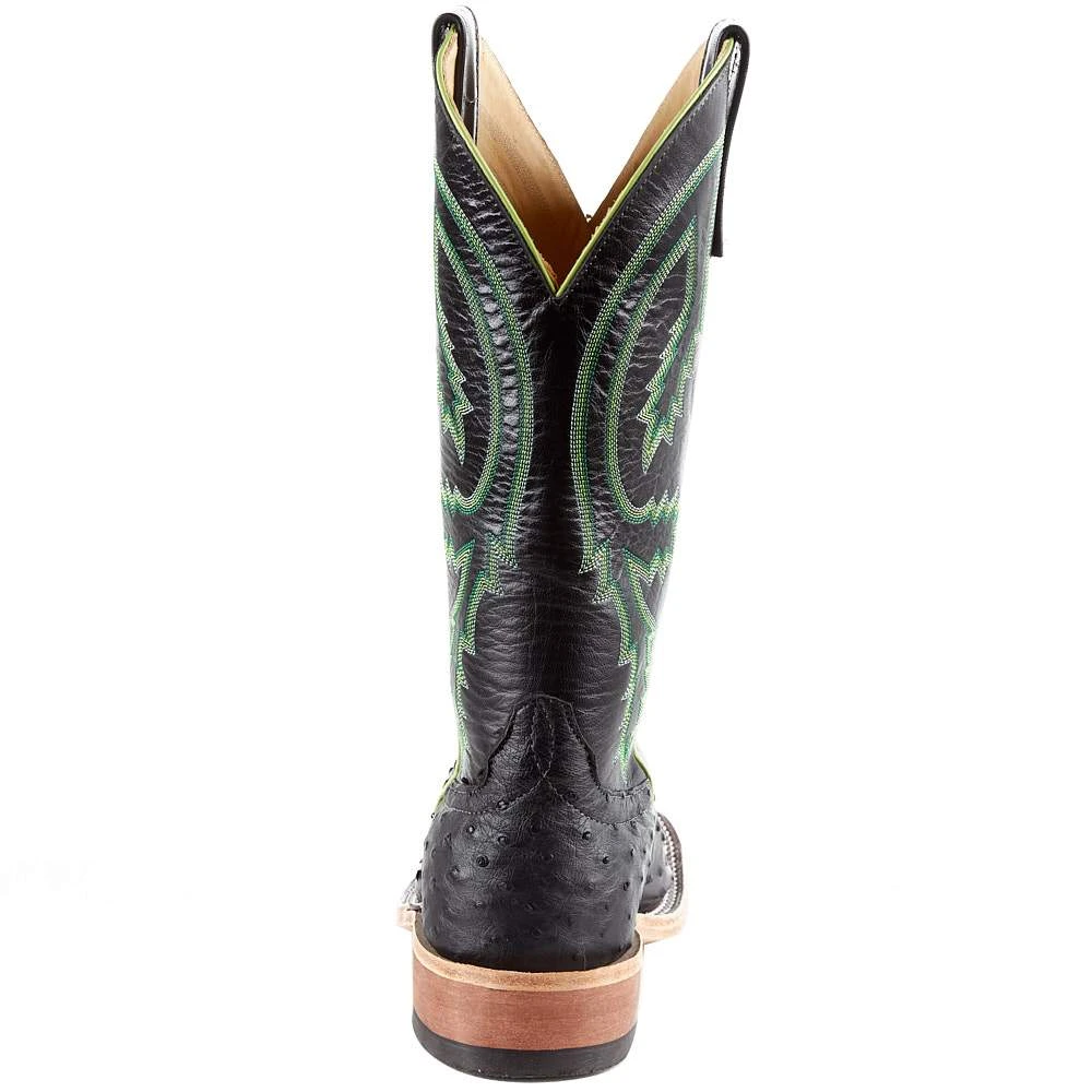 Rios Of Mercedes Men's Anderson Bean Black Full Quill Ostrich 13in. Black Kidskin Top Square Toe Boots 4 Rios Of Mercedes Men's Anderson Bean Black Full Quill Ostrich 13in. Black Kidskin Top Square Toe Boots - Image 4