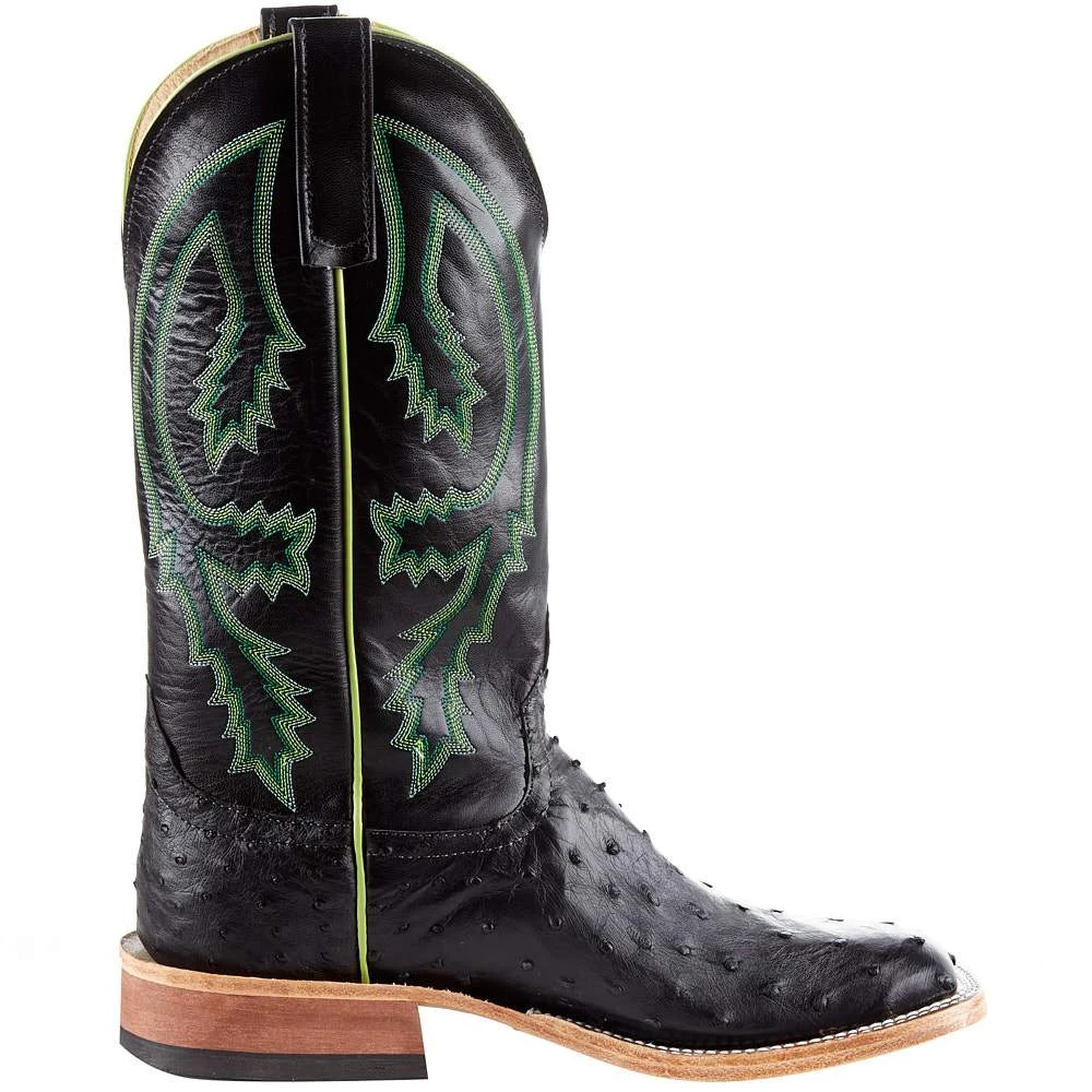 Rios Of Mercedes Men's Anderson Bean Black Full Quill Ostrich 13in. Black Kidskin Top Square Toe Boots 5 Rios Of Mercedes Men's Anderson Bean Black Full Quill Ostrich 13in. Black Kidskin Top Square Toe Boots - Image 5