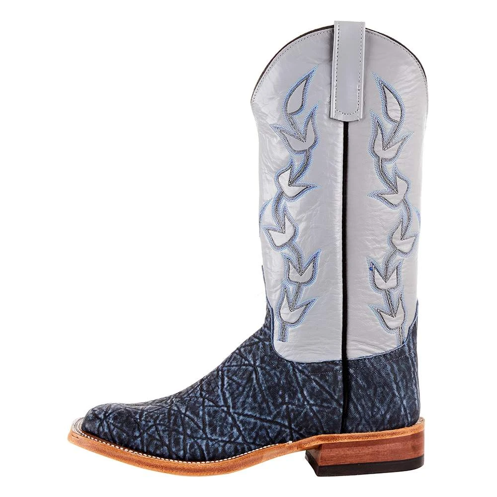 Anderson Bean Men`s Blue Safari Elephant 13in Pebble Kidskin Top Square Toe Boot 3 Anderson Bean Men`s Blue Safari Elephant 13in Pebble Kidskin Top Square Toe Boot - Image 3