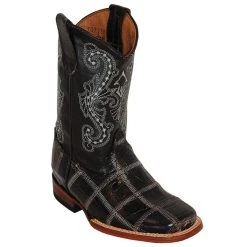 Kid's Ferrini Black Gator Print Patchwork Cowboy Boots